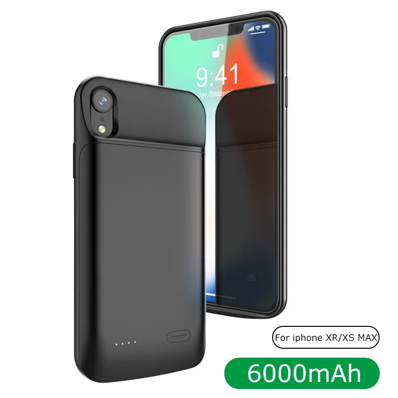 

Thin 6000mAh Battery charger cases For iphone xr xs max silicone Full protection Power Bank Charging Case cover For iphone xr