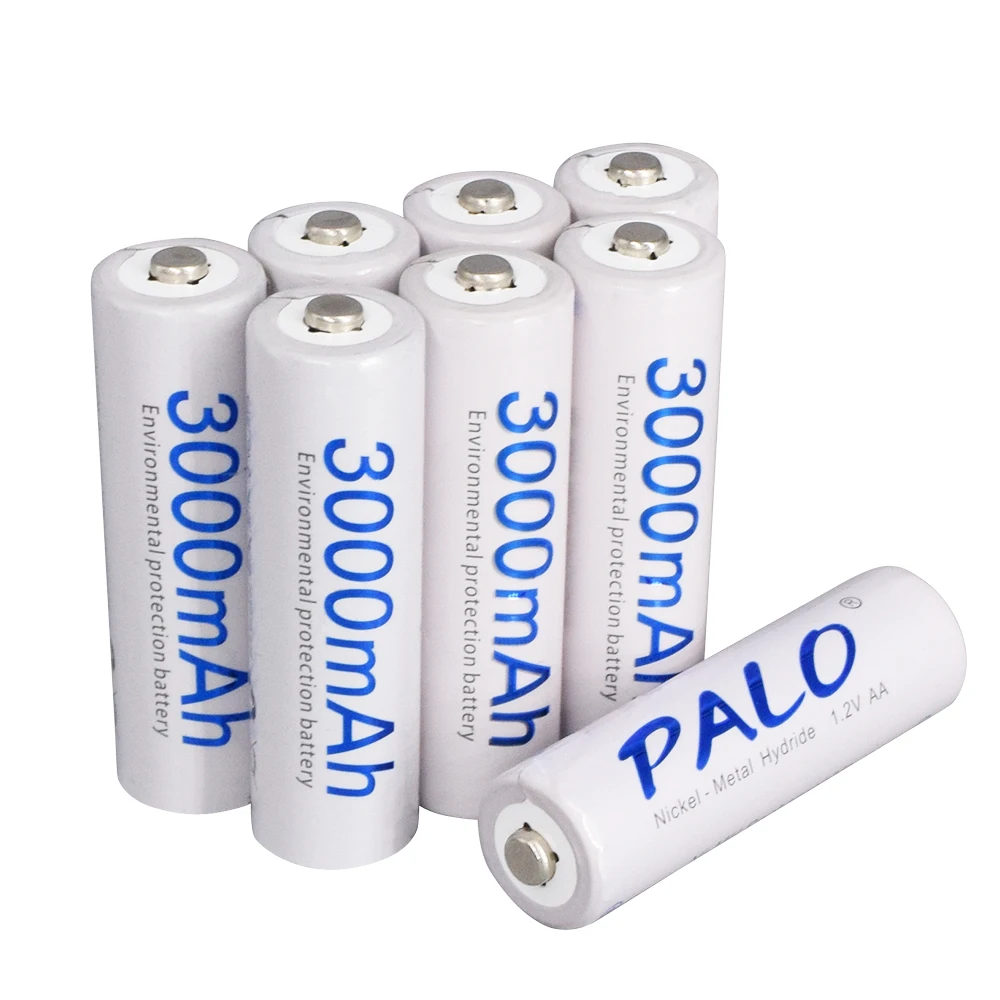 12 шт. AA 3000mAh 1,2 V качественная ni-mh аккумуляторная батарея AA 3000mAh PALO аккумуляторная батарея 2A Baterias Bateria батареи