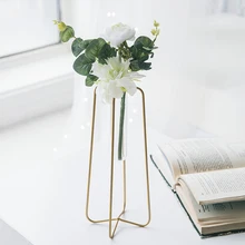 Креативная Геометрическая металлическая Золотая ваза стеклянная для цветов подставка прозрачный гидропонный декоративный цветок для дома композиция аксессуары