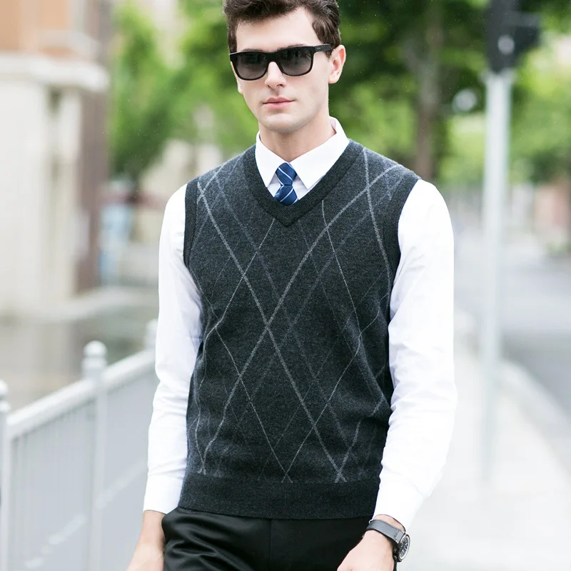 new arrival Pure Wool Male Sweater Winter Casual Computer Knitted V