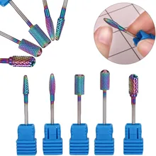 Синий вольфрамовый круглый сверло для ногтей карбид фреза Маникюр керамические сверла электрическая машина аксессуары для ногтей