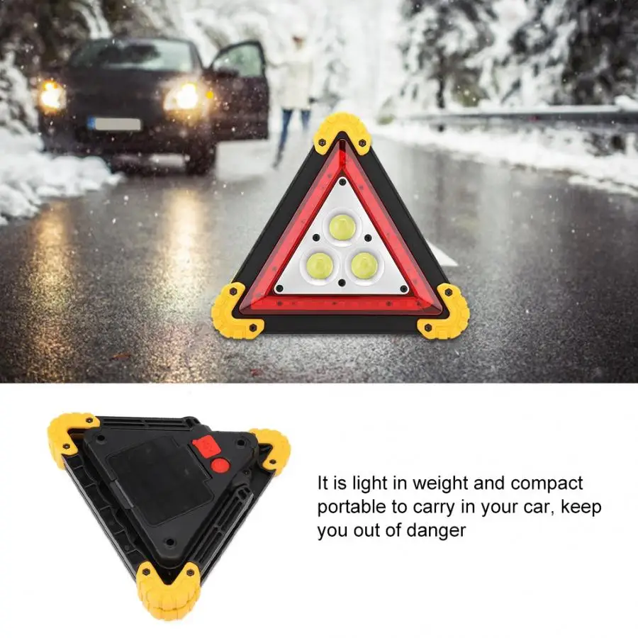 30W Multifunction Car Breakdown Emergency Safety Triangle Stop Sign with Red LED Warning Light