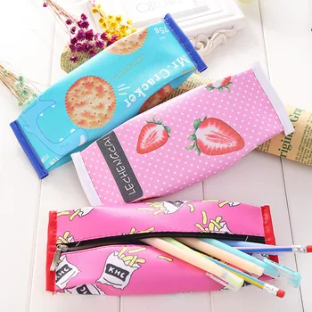 

8pc/lot ! PU Pencil bag / snacks and creative students in large capacity pen bag/ stationery bag