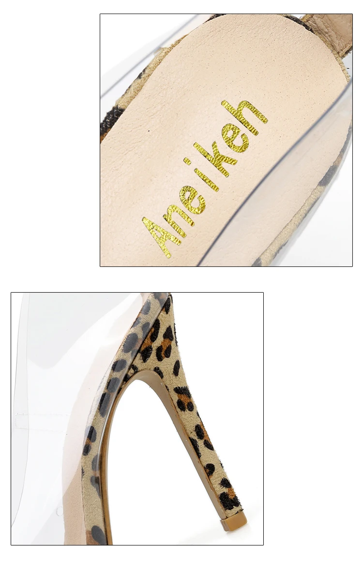 Aneikeh/ г. новые женские туфли-лодочки с леопардовым принтом пикантные вечерние туфли с острым носком на высоком прозрачном каблуке из ПВХ женские туфли-лодочки на тонком каблуке