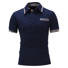 New Arrival Summer Mens Stripe splicing polo shirt New Dressed Short Sleeve Polo Shirt Men’s Turn Down Collar tee