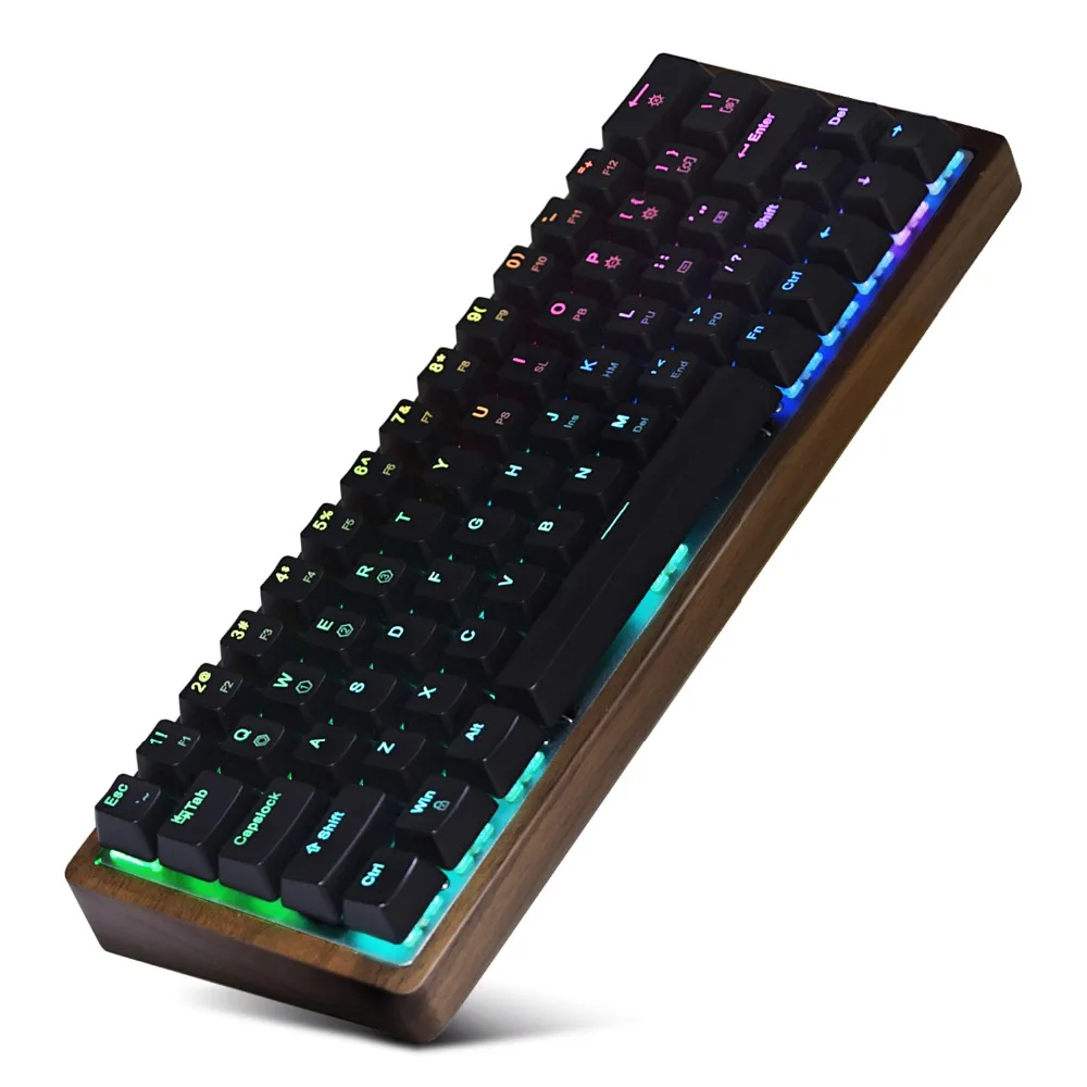 Горячая замена 60% 64 клавиш Механическая игровая клавиатура с RGB подсветкой и