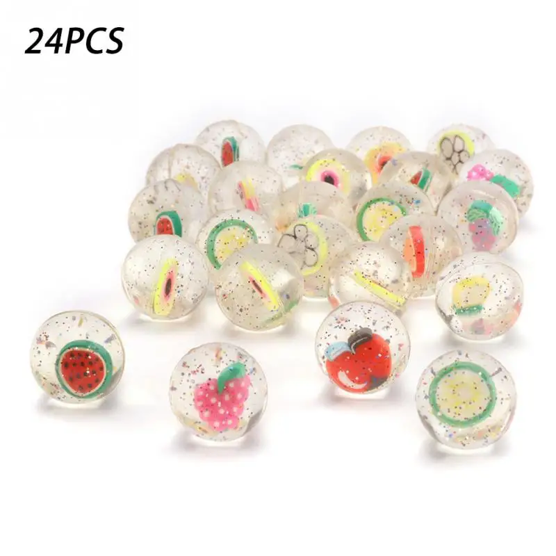 

24PCS Kid Children Balls Toys Fruits Favorite Bounce Clear Rubber Birthday Party Random Color