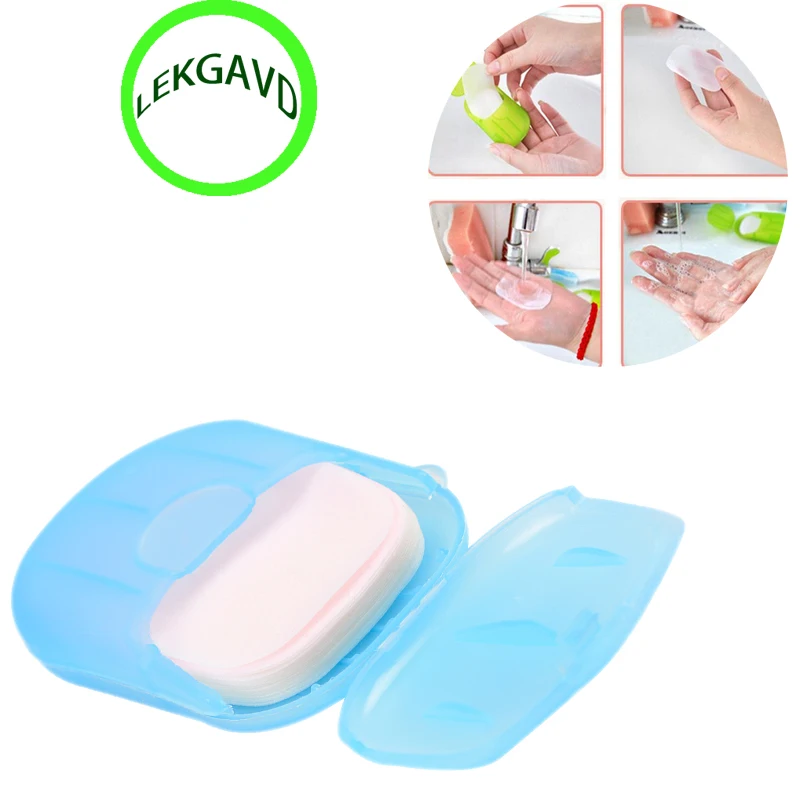 

50F# Convenient Washing Hand Wipes Bath Travel Scented Slice Sheets Foaming Box Paper Soap Makeup Remover
