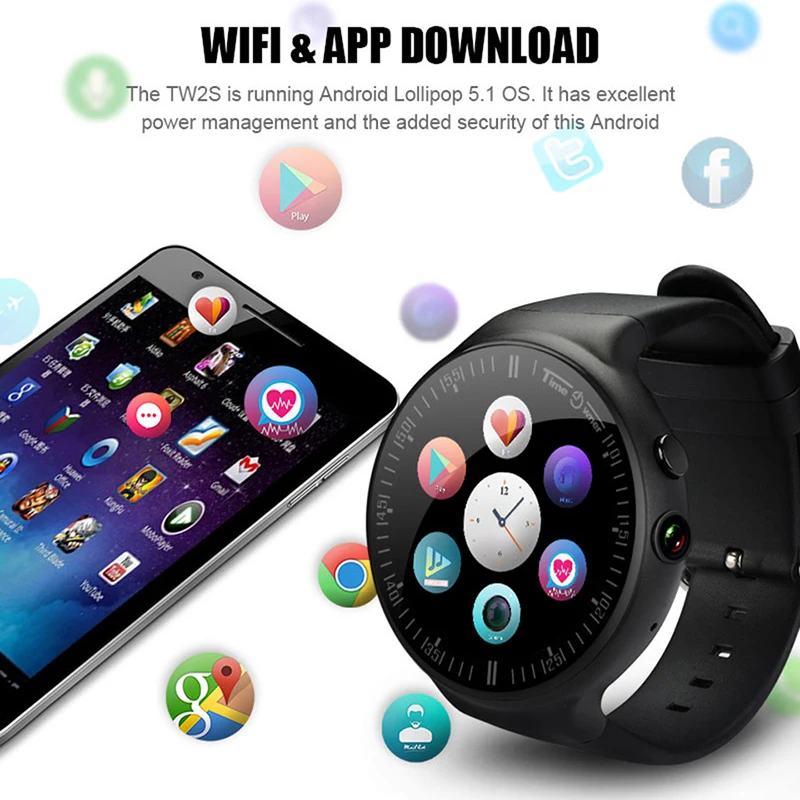 Время владельца TW2s Смарт-часы Android 5,1 OS Bluetooth часы MTK6580 1G ram 16G rom 3g wifi gps приложение установка 2MP камера умные часы