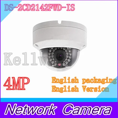 Free shipping English version DS-2CD2142FWD-IS 4MP mini dome network cctv camera, P2P 1080p IP camera POE 120dB WDR