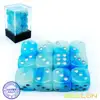 Bescon Two Tone Glowing Dice D6 16mm 12pcs Set of ICY ROCKS, 16mm Six Sided Die (12) Block of Glowing Dice 5