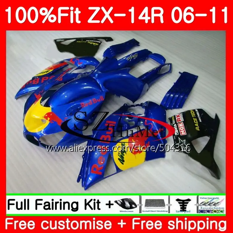 Корпус для KAWASAKI NINJA blue black ZX 14R ZX14R 06 07 08 09 10 11 23SH11 ZZR1400 2006 2007 2008 2009 2010 2011 обтекатели|body