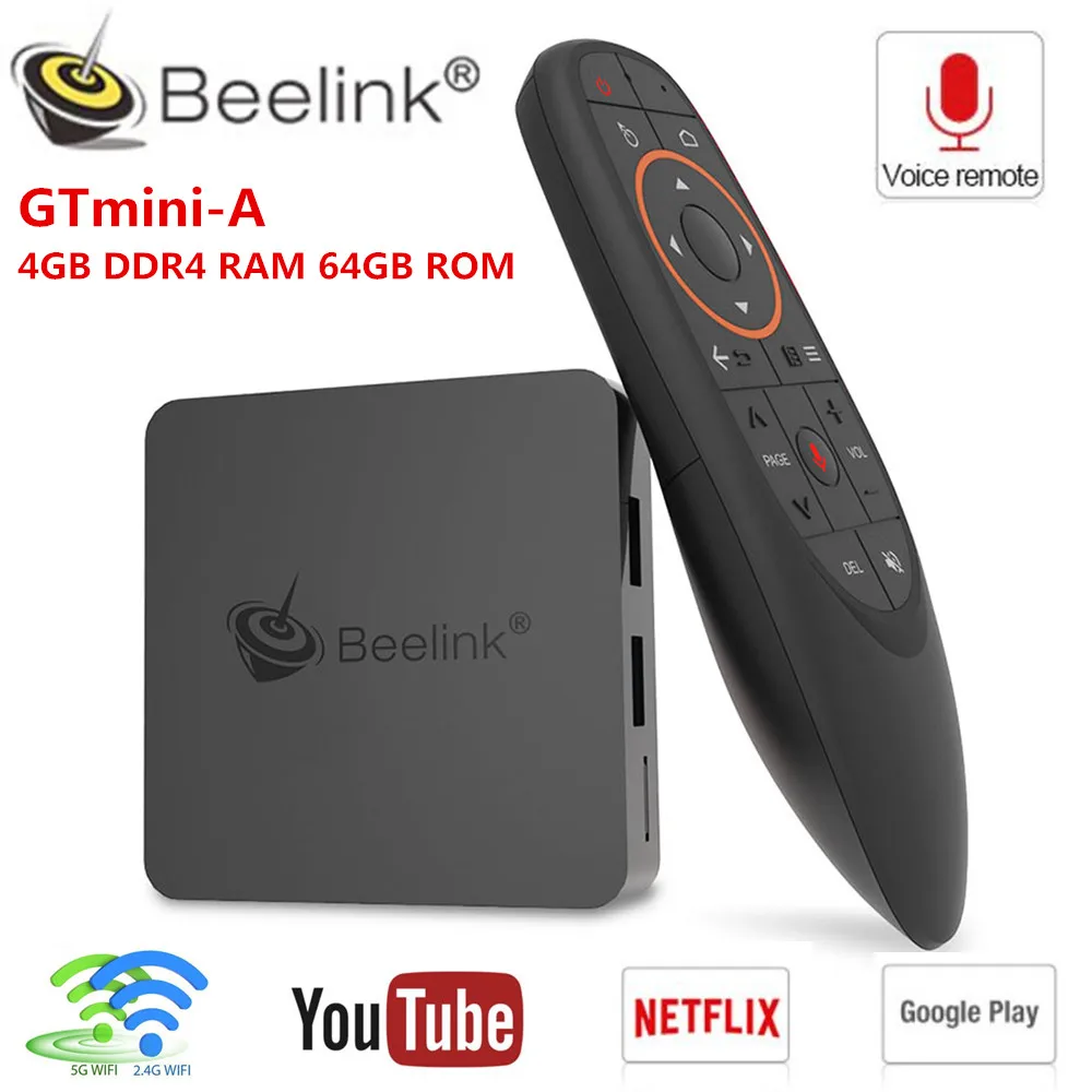 

2019 Beelink GTmini A Smart Android 8.1 TV Box Amlogic S905X2 Set Top Box 2.4G Voice Remote Support Netflix 4K Upgraded GT1 mini