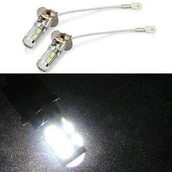 

2pcs H3 5630 10SMD LED Fog Lamp Bulb Super Bright White Light 12V 5W 6000K Car External Light Source