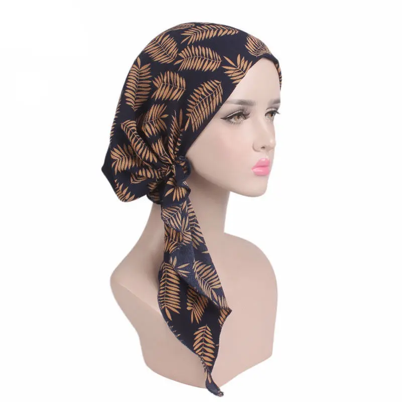 Women Stretch Bonnet Muslim Turban Hats Beanie Skullies Headscarf Wrap Chemo Lady Bandana Caps Underscarf Islamic Hair Loss Cap 4