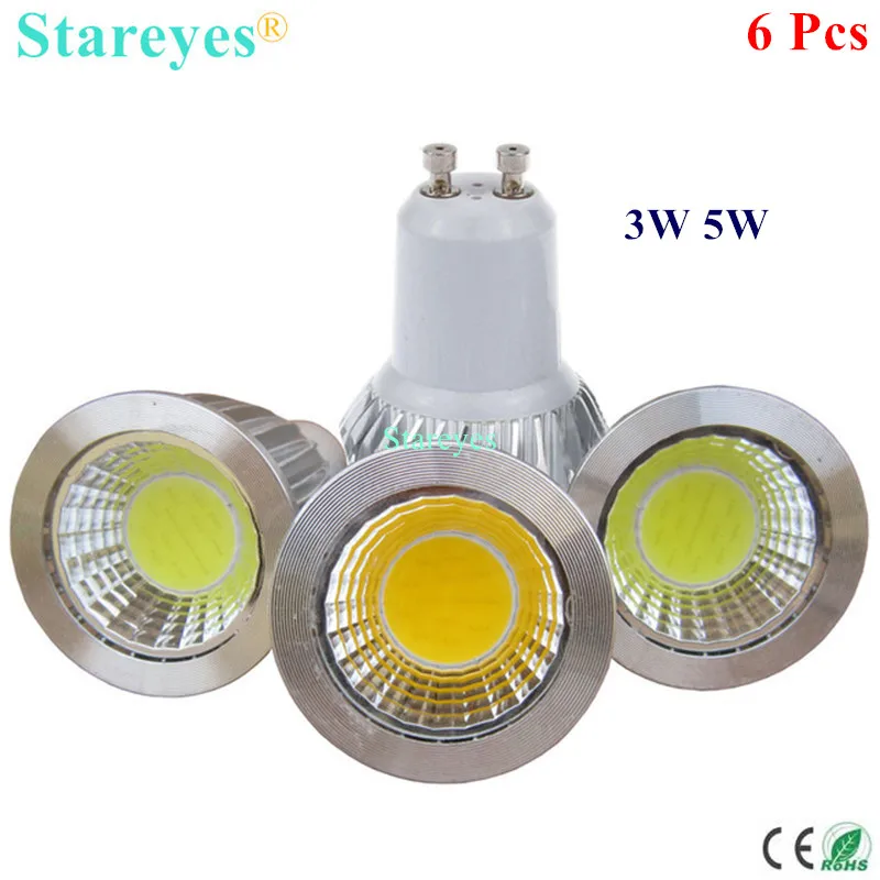 

6 Pcs Dimmable 3W 5W GU10 E27 B22 E14 GU5.3 MR16 LED COB Spotlight lamp Droplight bulb Downlight Lamp led Light Lighting