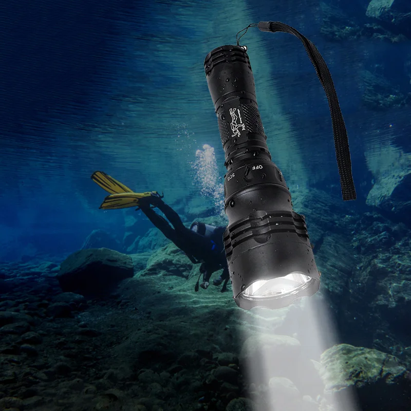 flashlight 18650 diving professional led submersible q5 strong light