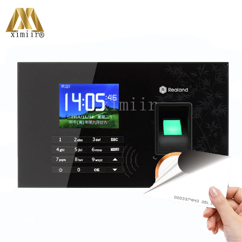 

TCP/IP USB RFID Card Biometrics Fingerprint Time Clock Recorder And Touch Screen Employee Time Attendance System A-C051
