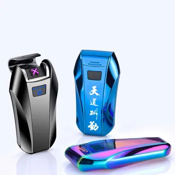 

2019 New Intelligent Display Double Arc Lighter Metal Fingerprint Touch Dual Flame Electronic USB Cigarette Lighter