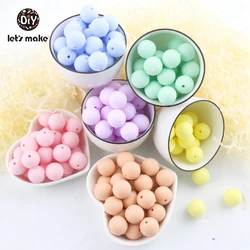 Let's Make 100pc Silicone Teether Round Candy Color 12-20mm Beads Accessories Infant Necklace Pendant DIY Nursing Baby Teether