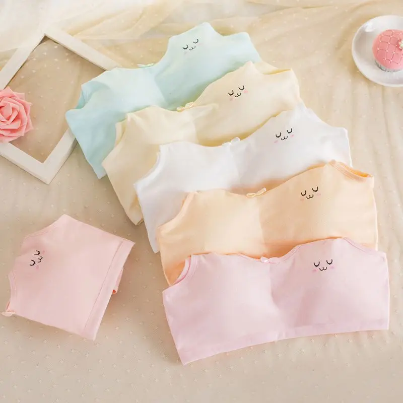 

Young Girls Cotton Bra Kids Sport Wireless Small Training Puberty Underwear Crop Tops Racer Back 8-15Years
