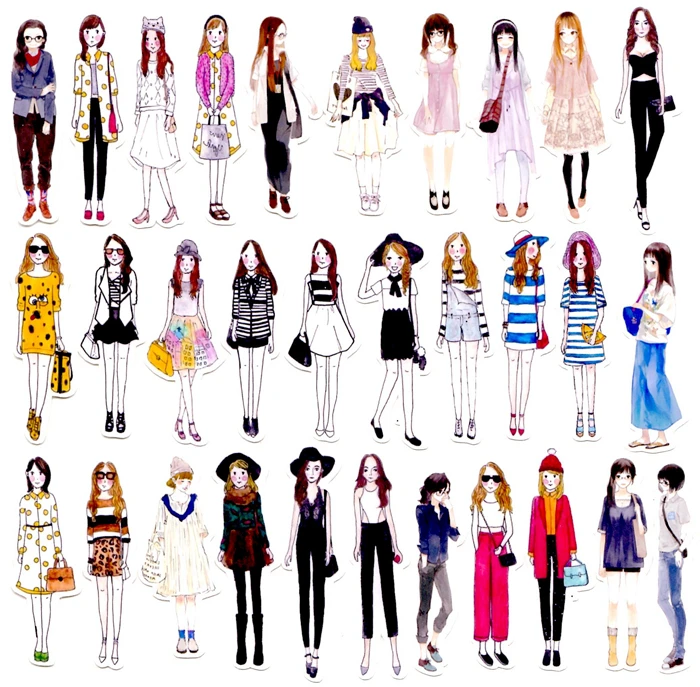 Buy 30pcs Self made Fashion Lady Girl Scrapbooking Stickers Decorative Sticker