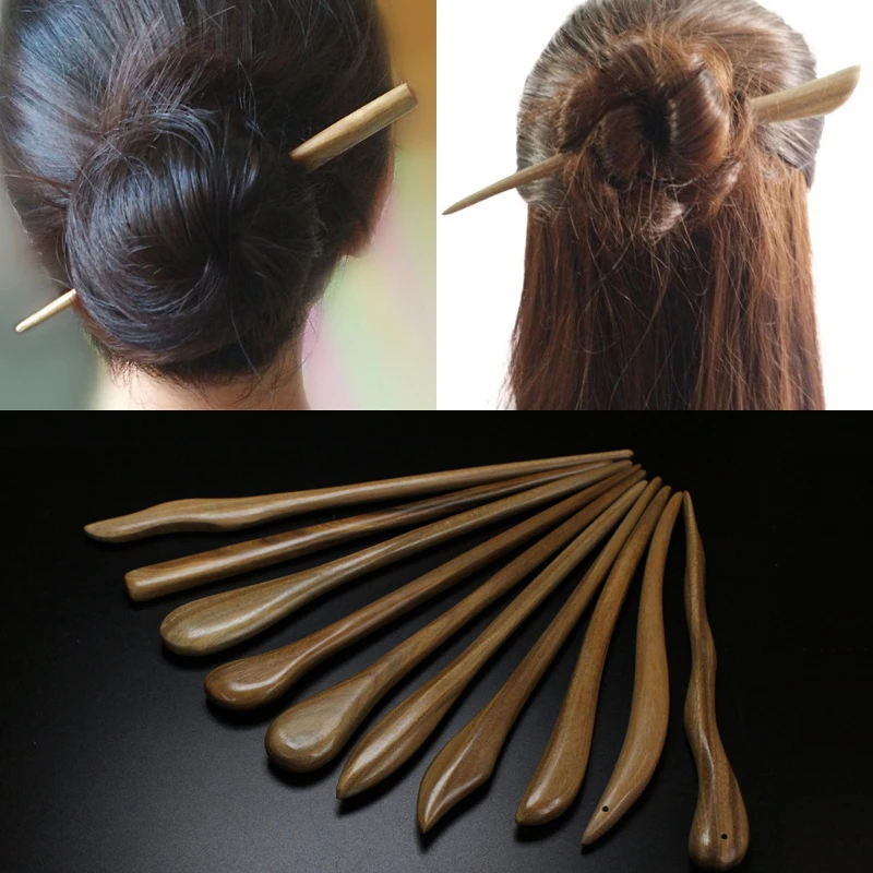 Винтажная Высококачественная палочка для волос из натурального дерева сандалового дерева, ручная работа, этническая шпилька для волос, популярные модные шпильки в китайском стиле