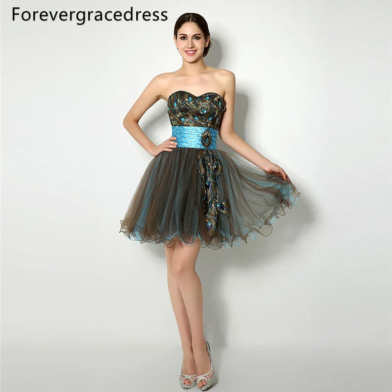 

Forevergracedress Sexy A Line Feather Homecoming Dress Sleeveless Backless Tulle Short Mini Party Gown Plus Size Custom Made