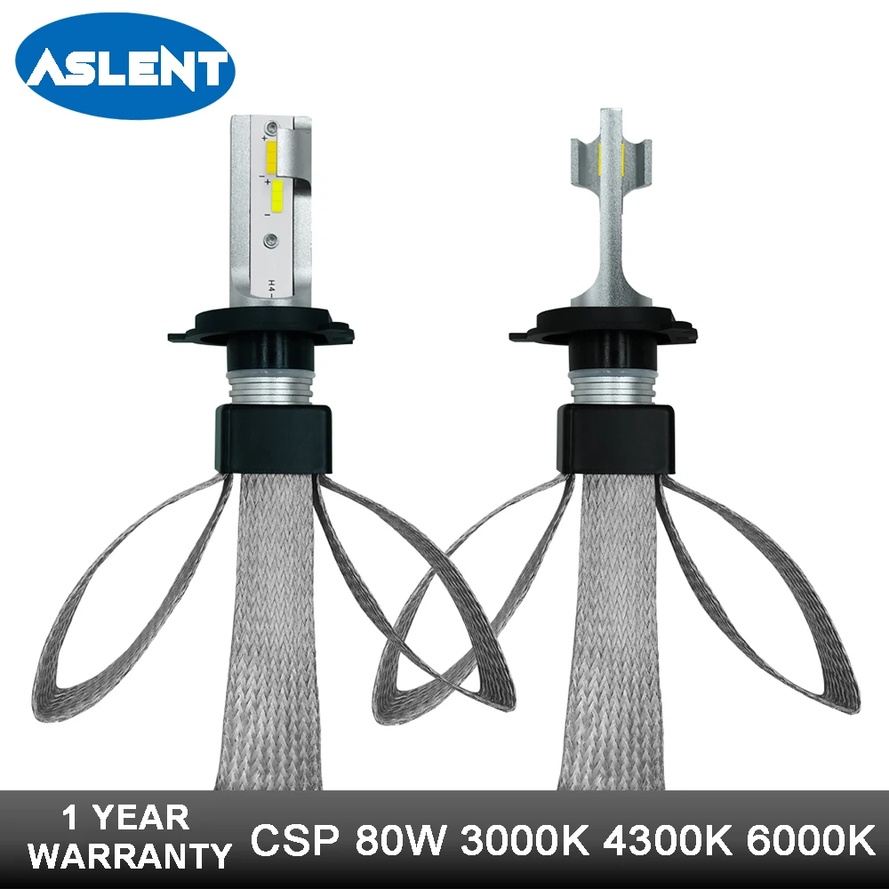 

Aslent H1 H11 HB3 HB4 9006 H4 H7 LED Auto Automobiles Car Headlight Bulb 80W Three Color Temperature Switching 6000K 3000K 4500K