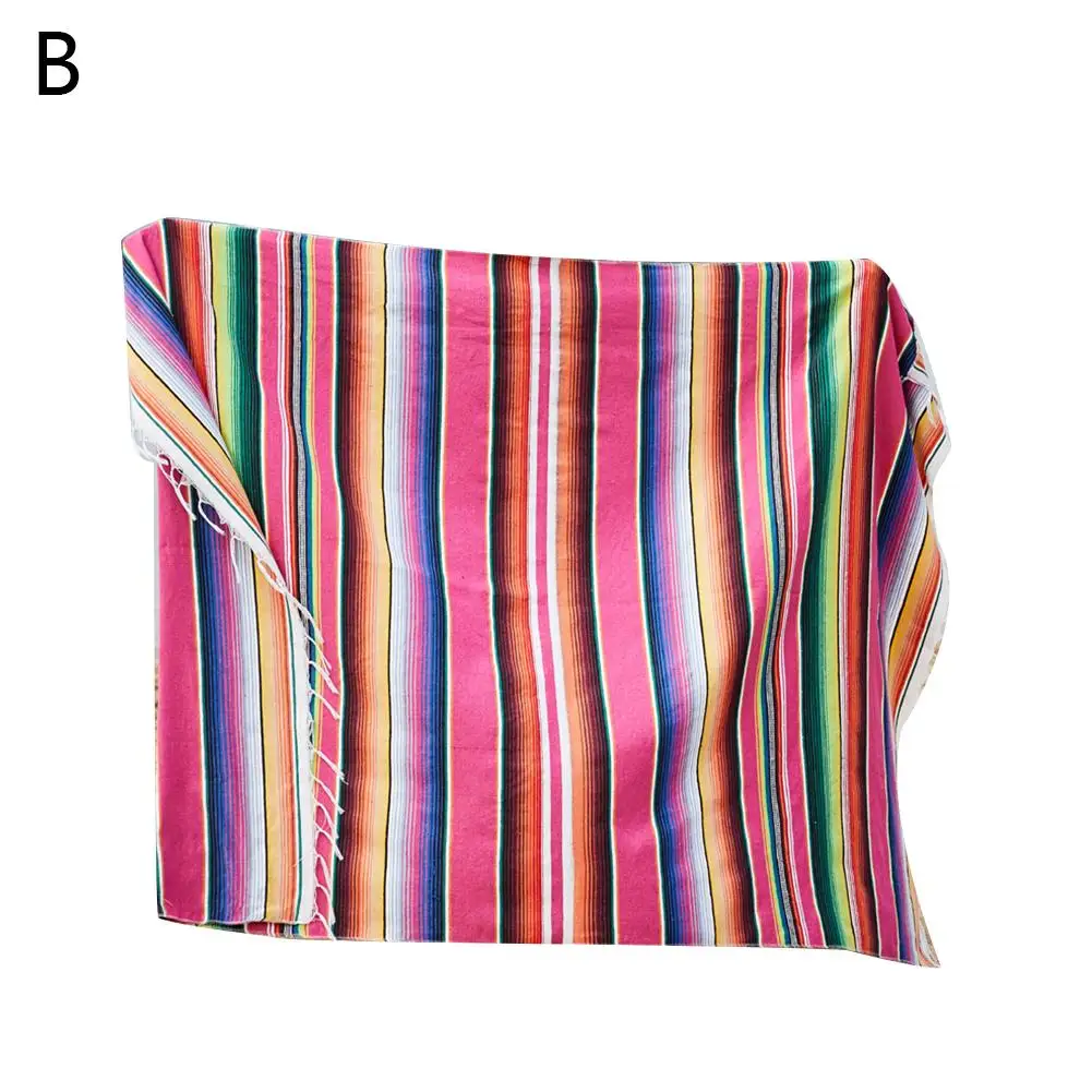 150x200 см хлопчатобумажная скатерть с кисточками в мексиканском стиле с рисунком радуги, цветная полосатая шаль, карнавальное одеяло, вечерние, свадебные украшения