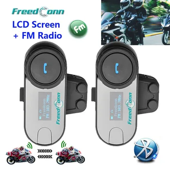 

FreedConn 2PCS LCD Screen FM Function 3Riders Hi-Fi Speaker Motorcycle Intercom BT Bluetooth Wireless Interphone Helmet Headset