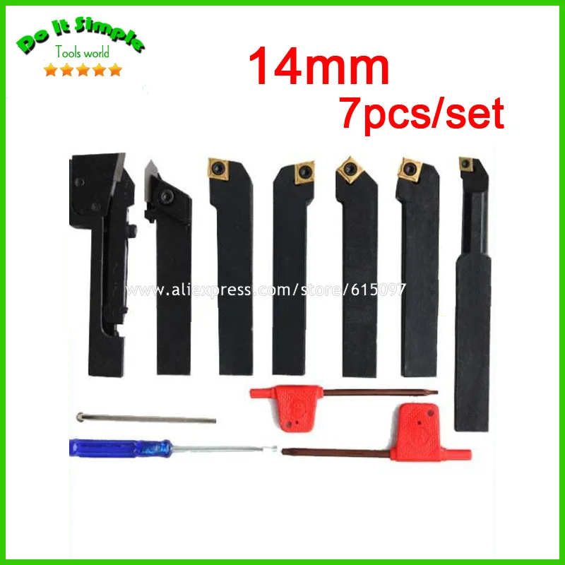 

7pcs/set 14mm Hard Alloy Blade with Coating Turning CNC Lathe Tool Kits Cutter
