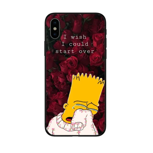 هوميروس جاي. سيمبسون الأسود سيليكون غطاء إطار هاتف محمول ل فون 6 6 s 7 8 زائد X 10 XR XS ماكس 5 5 S SE بارت سيمبسون مضحك الكرتون كوكه