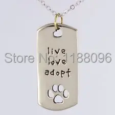 

Wholesale Dog tag hot sales Live Love Adopt Cat tag cheap Dogs Pet Rescue Necklace new cute pet tag Paw Print Tag hl888