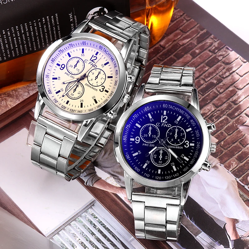 Мужские часы кварцевые повседневные Роскошные полностью из нержавеющей стали наручные часы Relogio Masculino синие стеклянные часы мужские s Relojes erkek kol saati