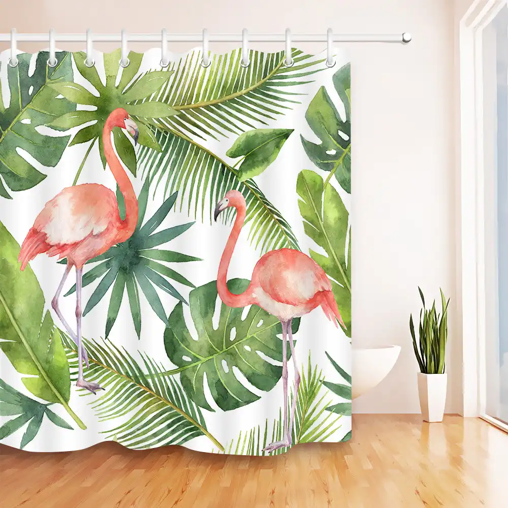 Tropical Palm Jungle Hawaii Summer Plants Pink Flamingo Print