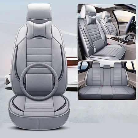 Gray Deluxe Высококачественные кожаные универсальные чехлы для автомобильных сидений для citroen c2 c3 c4 aircross Великий Пикассо ds5 - Название цвета: Gray Deluxe