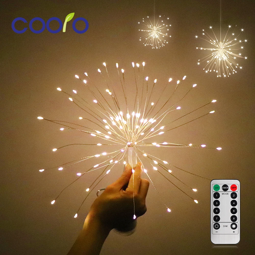 Goede Waterdichte LED Vuurwerk String Licht Opvouwbare DIY Vorm Explosie Kleurrijke Fairy Light Met Afstandsbediening Voor Kerstvakantie