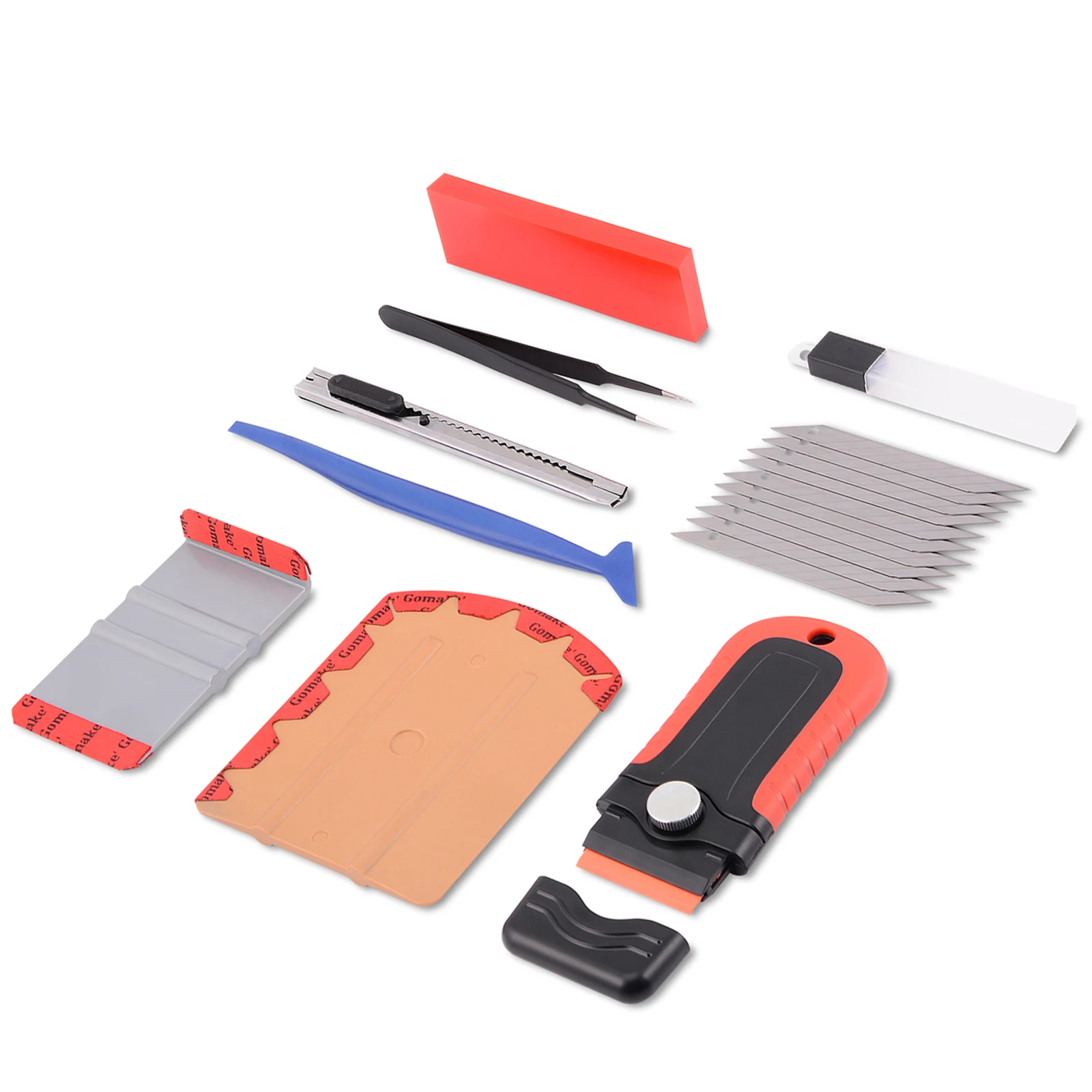 

EHDIS Carbon Fiber Vinyl Car Wrap Squeegee Scraper Cutter Tweezer Tool Set Foil Film Knife Auto Car Wrapping Window Tint Tools