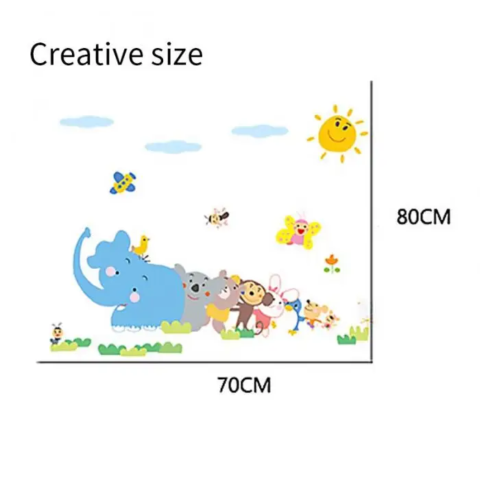 Милые настенные наклейки для детской комнаты, украшение 24x42 см, мультяшная Наклейка на стену для детского сада, классных комнат, мультяшная наклейка в форме животных