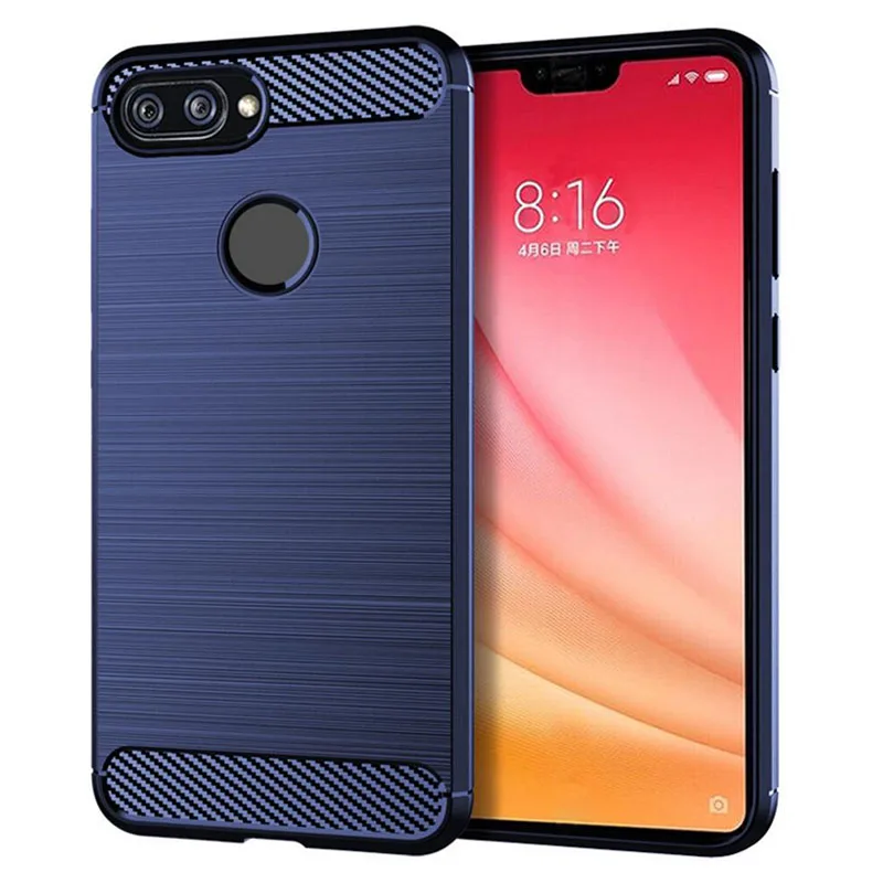 Чехол для Xiaomi Mi 8 Lite роскошный Силиконовый противоударный чехол из углеродного