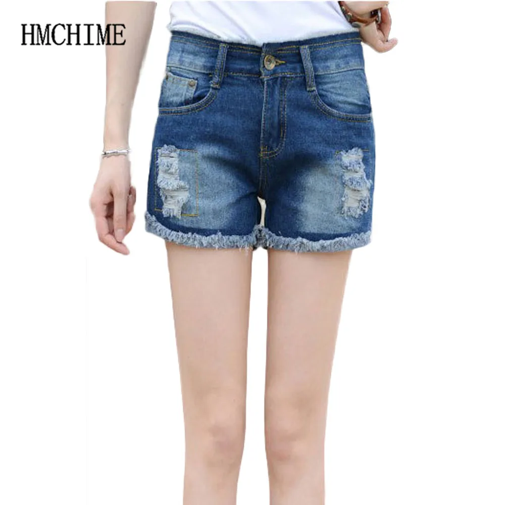 Plus Size Cowboy Denim Shorts Women Embroidery Letters Ripped Hole Bleached Female Short Jeans Zipper Fly Boyfriend G12 | Женская одежда
