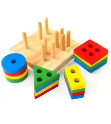 Развивающие деревянные Геометрические Сортировки Доска блоки Монтессори дети детские развивающие игрушки строительные блоки высокое
