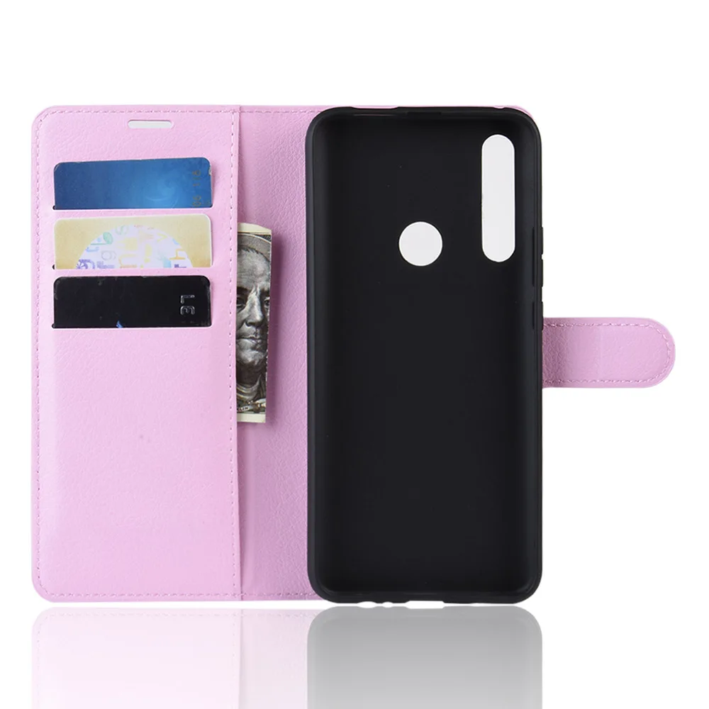 Чехол книжка из искусственной кожи с зернистой текстурой личи для huawei P Smart Z Nova 5i Y9