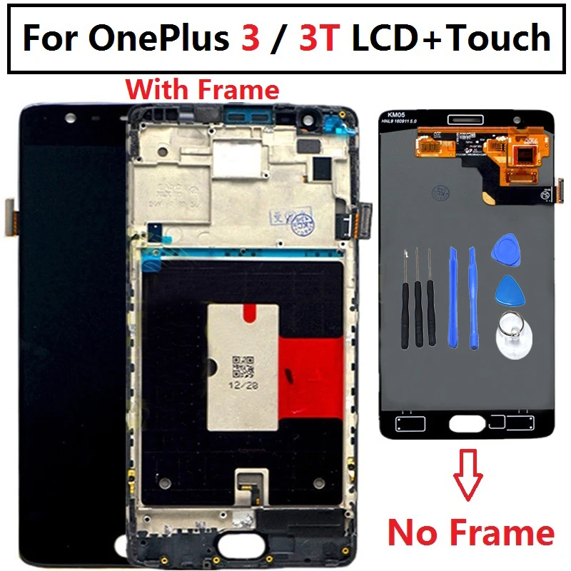 Oneplus 3T ЖК-дисплей сенсорный экран FHD 5," дигитайзер сборка замена аксессуар для One plus A3010 A3000 3 три