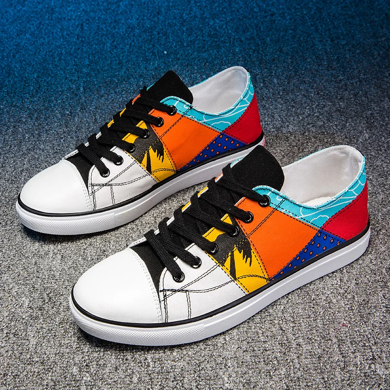 

Ifrich Mens Sneakers Lace-Up Canvas Mens Shoes Designer Vulcanized Shoes For Men Comfortable Flats Canvas Shoes Brand Footwear
