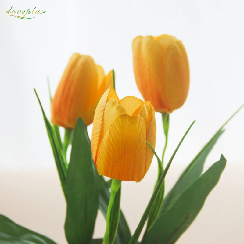 Aritificial Zinmol 3 Kepala Sutra Bunga Tulip Flores Rumah