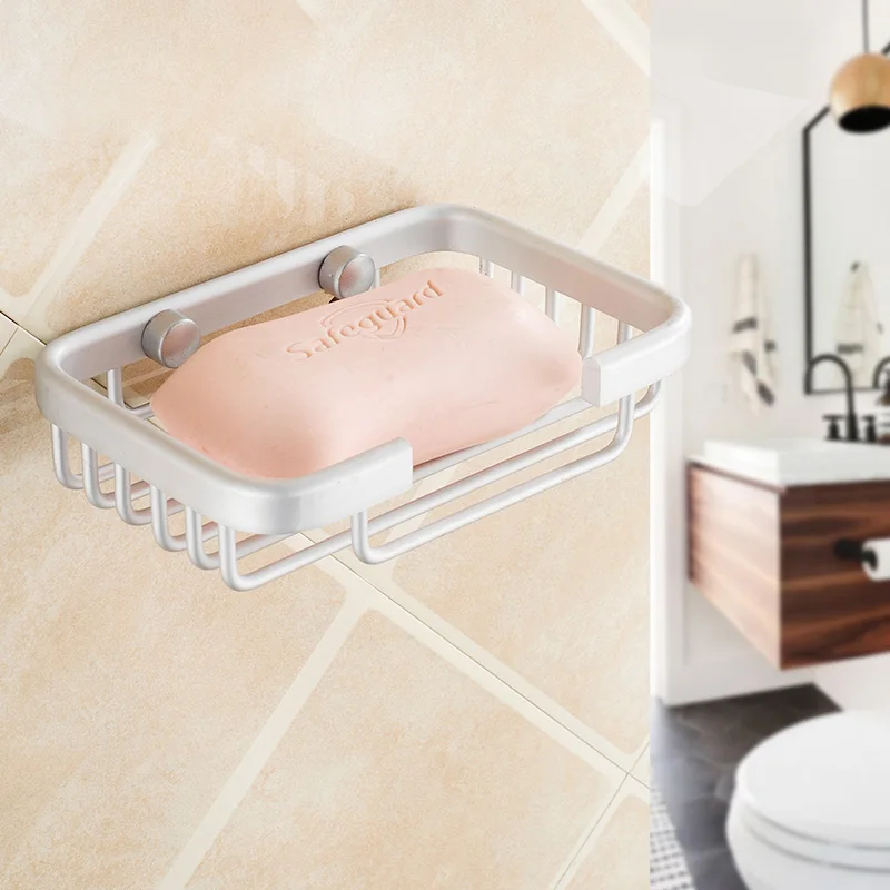Square aluminum soap rack bathroom storage round soap box creative soap drain holder silver shelves restroom organizer Square aluminum soap rack bathroom storage round soap box creative soap drain holder silver shelves restroom organizer
