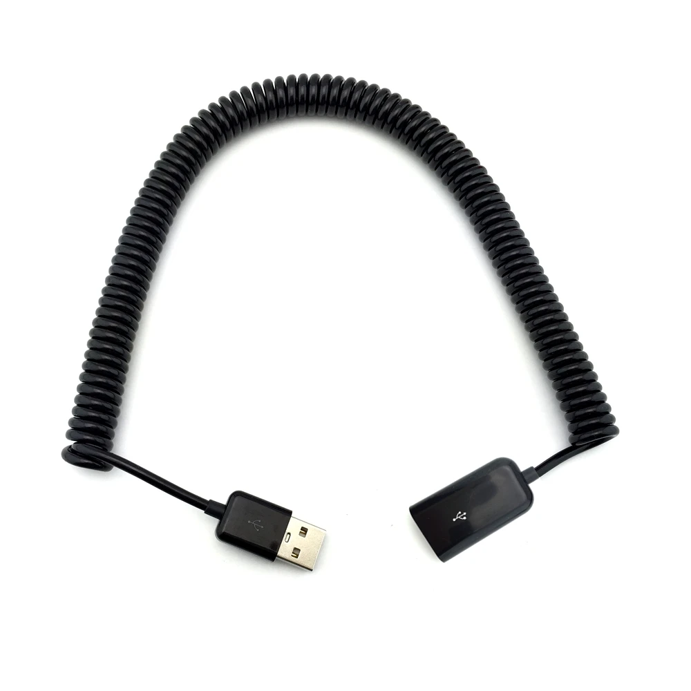 

3M/10FT elbow Spring Coiled USB 2.0 Male to Female Data Sync Charger Extension Cable