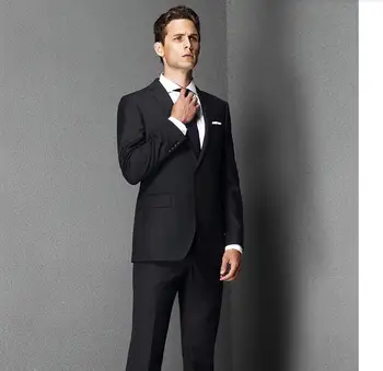 

New fashion Groom Tuxedos Lapel Best man Suit Shiny pure black Groomsman/Bridegroom Wedding/Prom Suits Jacket+Pants